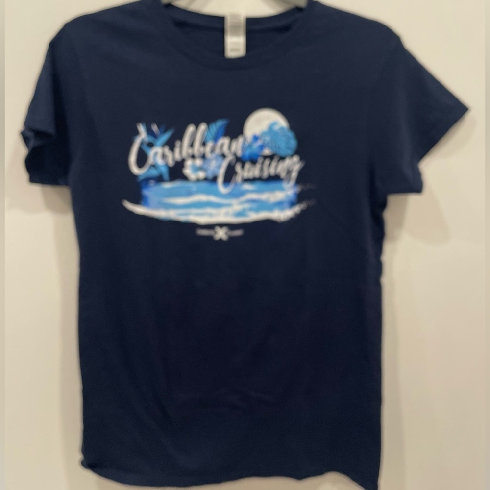 CELEBRITY CARIBBEAN CRUISING T-shirt Size XL Fits like Med-Lg Blue Short Sleeve